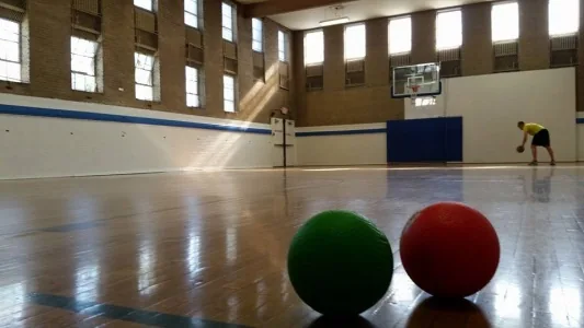 Sunlight on the indoor basketball court at Rockland County YMCA in Nyack