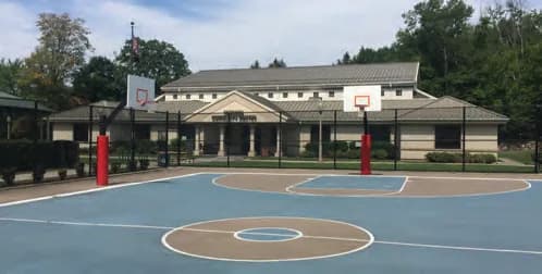 Outdoor basketball court in front of Pascack Community Center
