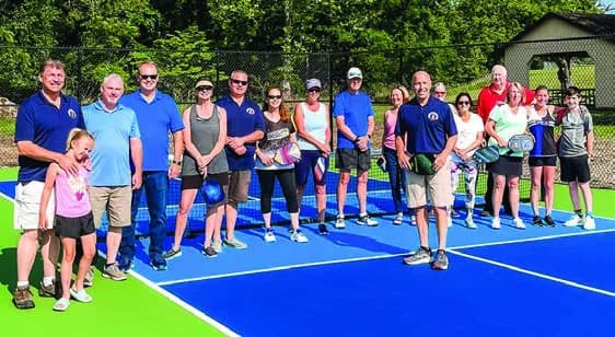 Community gathered at the pickleball court opening at Veterans Memorial Park in Stony Point in 2023