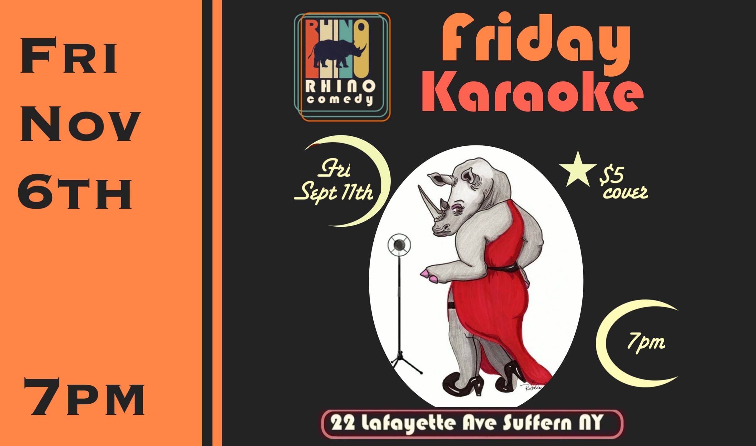 Fri Nov 6th Rhino Karaoke 7pm