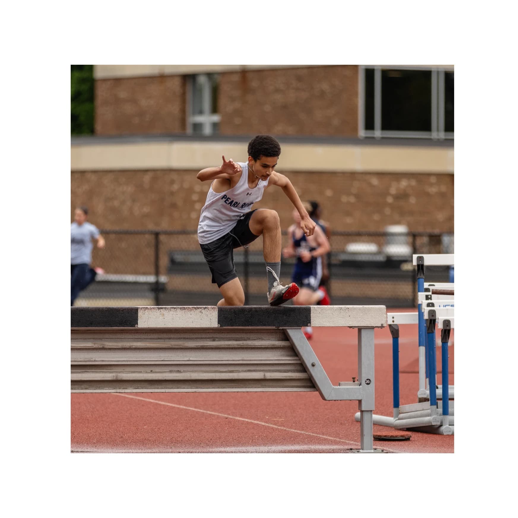 Amaury / Sports Photographer on Instagram: "@isaacsg101 and @dannycory47 taking on the steeplechase for the first time at the Mountie Madness
@pearlrivertrack @pearlriverathletic