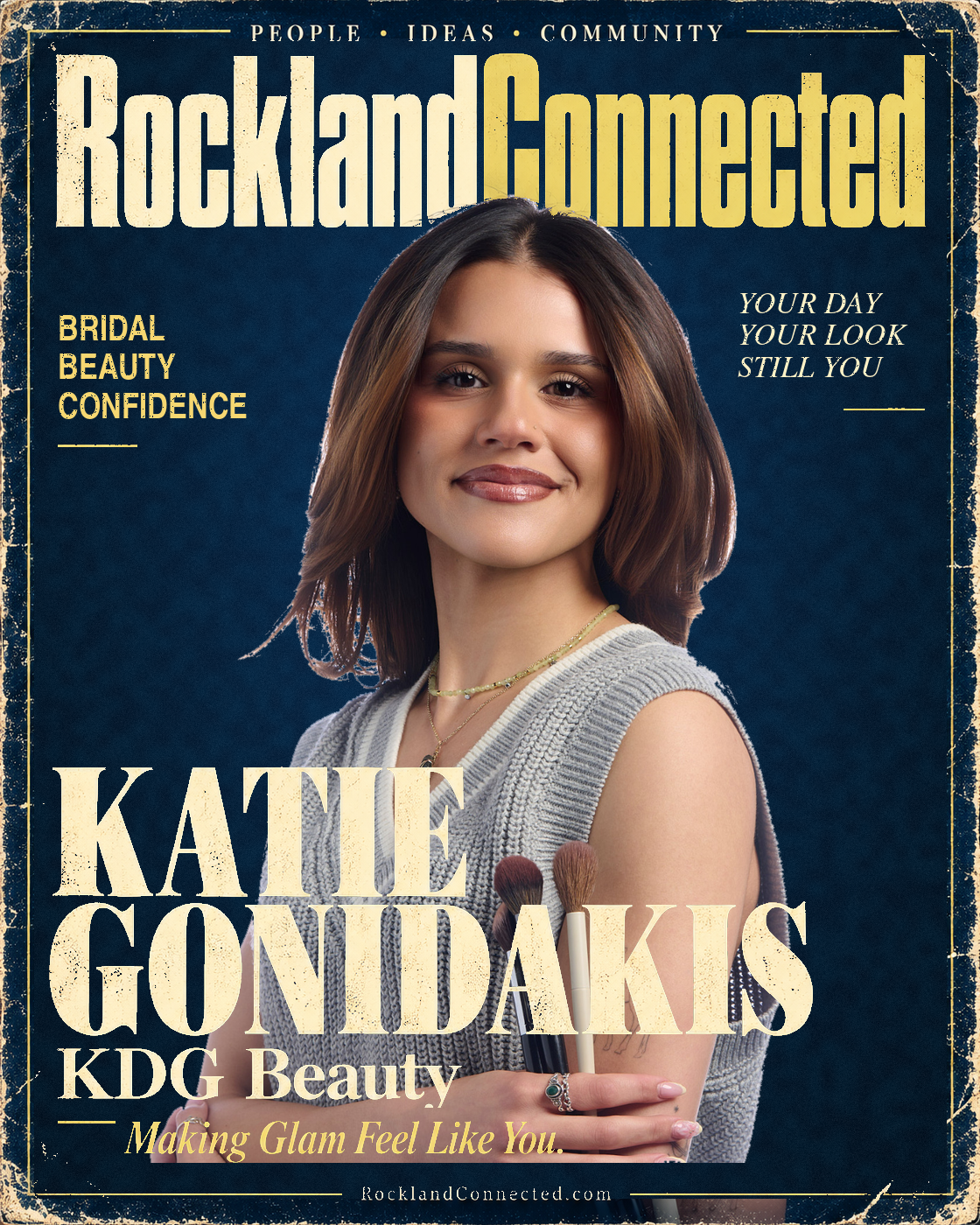RocklandConnected — Katie Gonidakis, KDG Beauty: Making Glam Feel Like You. Bridal, beauty, confidence. Your day, your look, still you. Original submitted portrait in a worn vintage magazine cover.